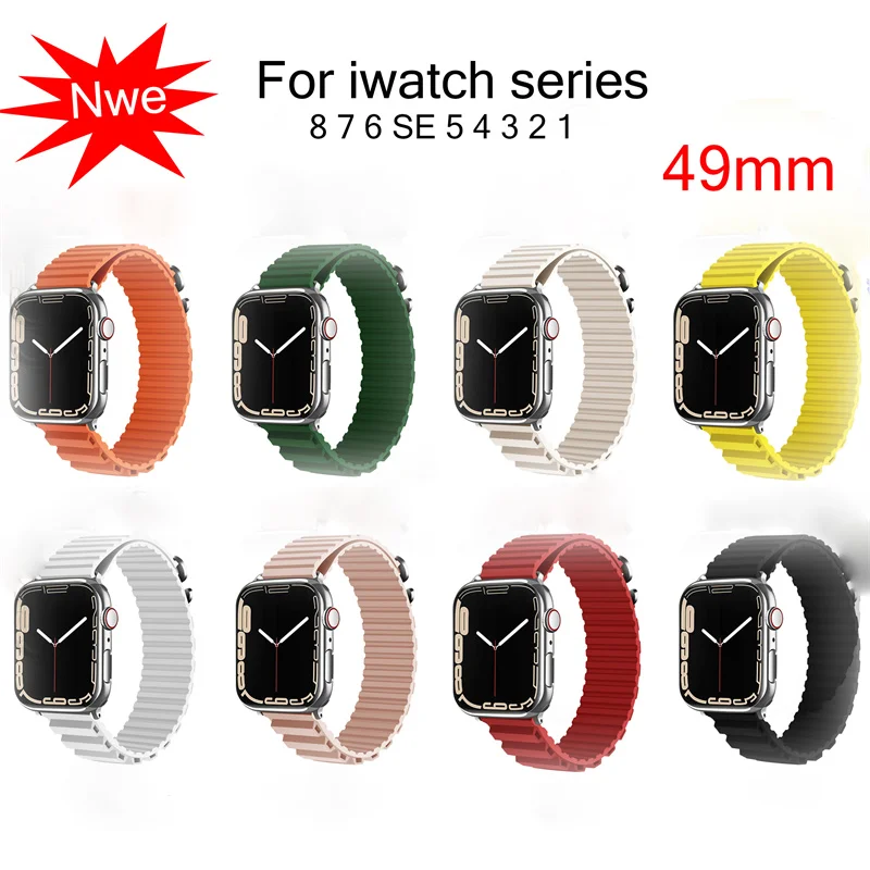 Силиконовый ремешок для Apple Watch Band Series 8 Ultra, аксессуары для умных часов IWatch Series 7 6 SE 5, 49 мм 45 мм 41 мм 44 40 42 38
Силиконовый ремешок для Apple Watch Band Series 8 Ultra, аксессуары для умных часов IWatch Series 7 6 SE 5, 49 мм 45 мм 41 мм 44 40 42 38