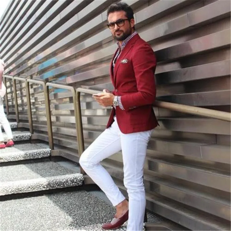 Custom Men Suit Casual Red Suits with White Pants Groom Wedding Party Prom Man Suits for Men 2 Piece (Jacket+Pants) Blazers
Custom Men Suit Casual Red Suits with White Pants Groom Wedding Party Prom Man Suits for Men 2 Piece (Jacket+Pants) Blazers