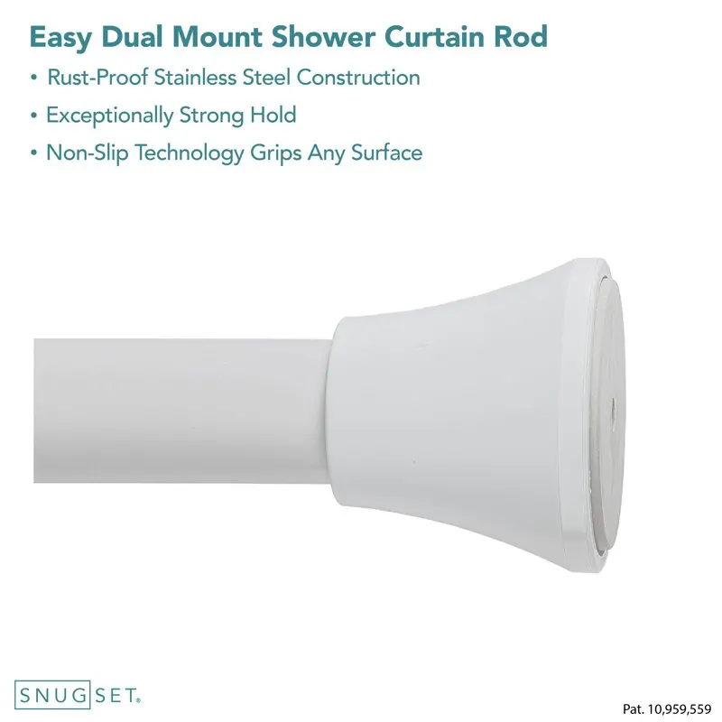 | Strong Secure Hold Tension | No Rust | 43-72" | Adjustable | White Shower Curtain Rod
| Strong Secure Hold Tension | No Rust | 43-72" | Adjustable | White Shower Curtain Rod
