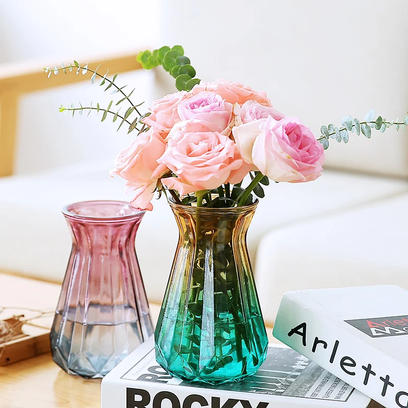 Creative Glass Vase Color Transparent Gradient Hydroponic Stripe Vase Flower Arrangement
Creative Glass Vase Color Transparent Gradient Hydroponic Stripe Vase Flower Arrangement