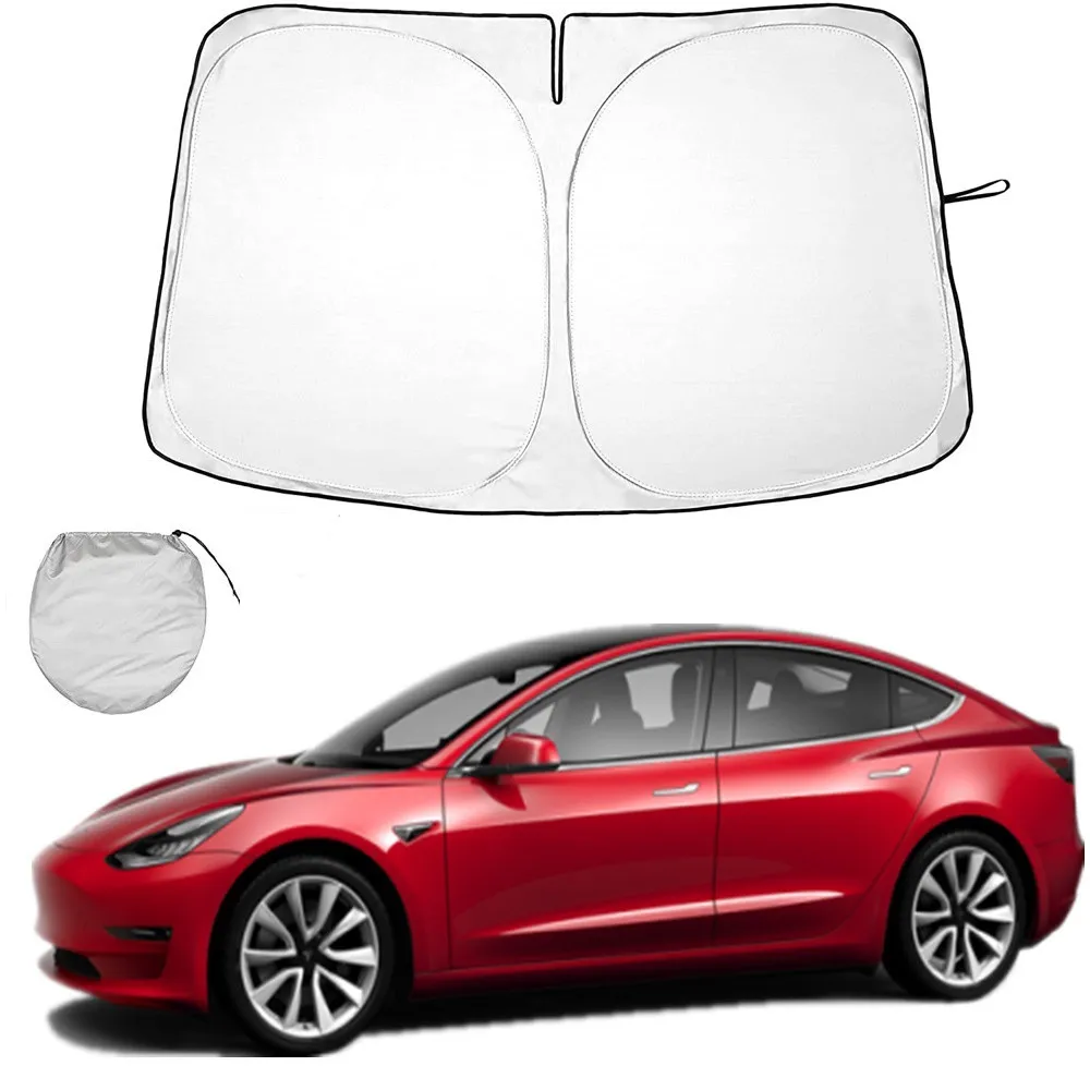 

1For Tesla Model Y 3 2017-2022 Car Windshield Sunscreen Window Sun Shade Sunscreen Visor Blocks Parasol Coche UV Rays Protection