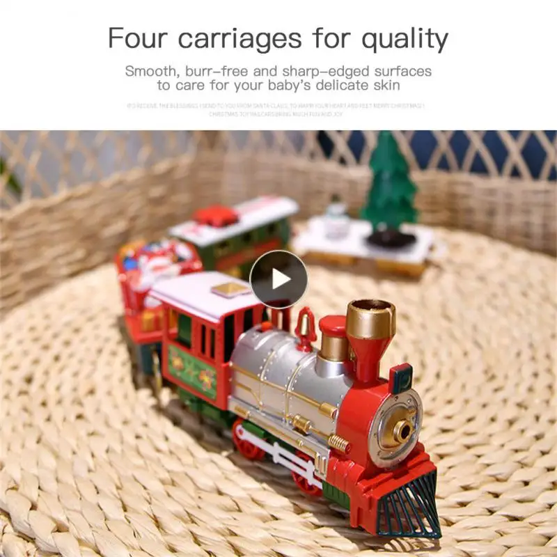 

Рождественский Железнодорожный автомобиль, интеллектуальное развитие со встроенным и звуком, маленький поезд, гладкие круглые края, детские игрушки для поездов, без заусенцев