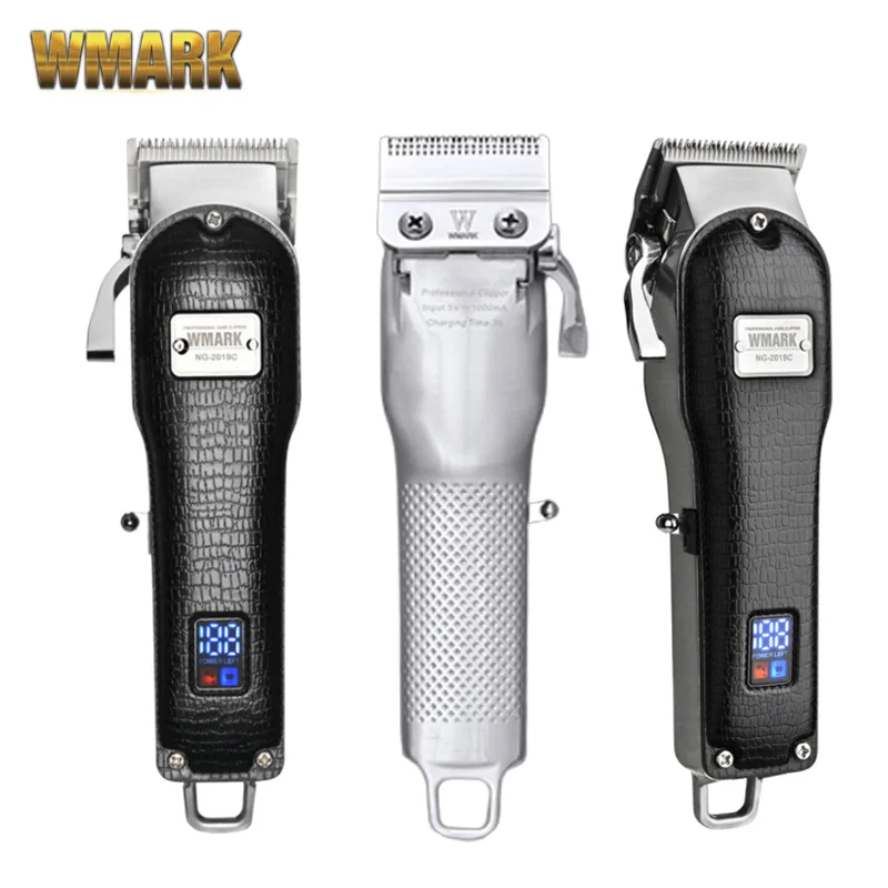 

Newest WMARK NG-2019C Professional Cordless Hair Clipper Crocodile Leather Hair Clipper Oil Head Rechargeable Electric Trimmer