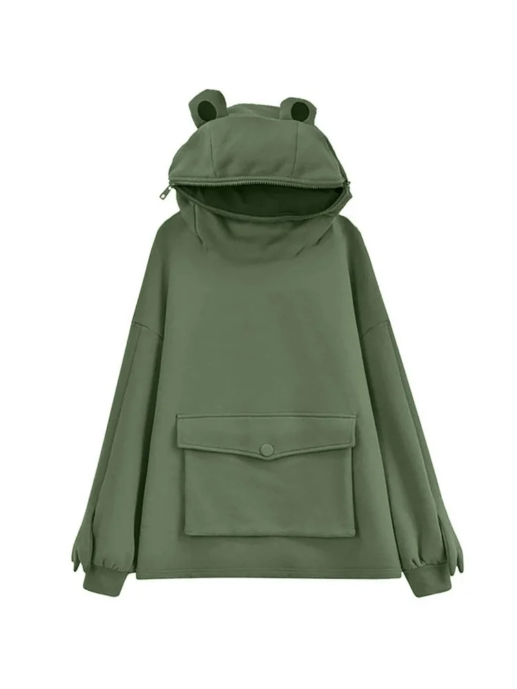 Frog Hoodie Women Sweatshirt Embroidery Doll Hooded With Flap Pocket Casual Fashion Lazy Style Coat Loose Top 2022 Autumn Winter
Frog Hoodie Women Sweatshirt Embroidery Doll Hooded With Flap Pocket Casual Fashion Lazy Style Coat Loose Top 2022 Autumn Winter