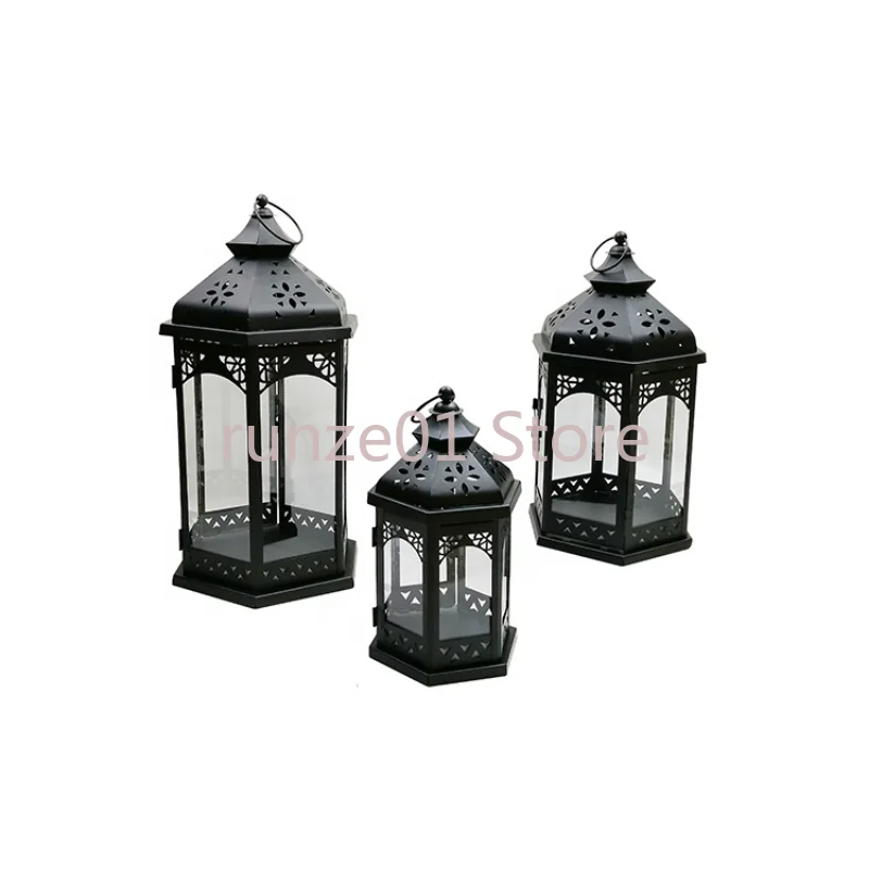 Vintage decoration luxury retro metal lantern candlestick European Gothic style Glass lantern floor wind proof lamp
Vintage decoration luxury retro metal lantern candlestick European Gothic style Glass lantern floor wind proof lamp
