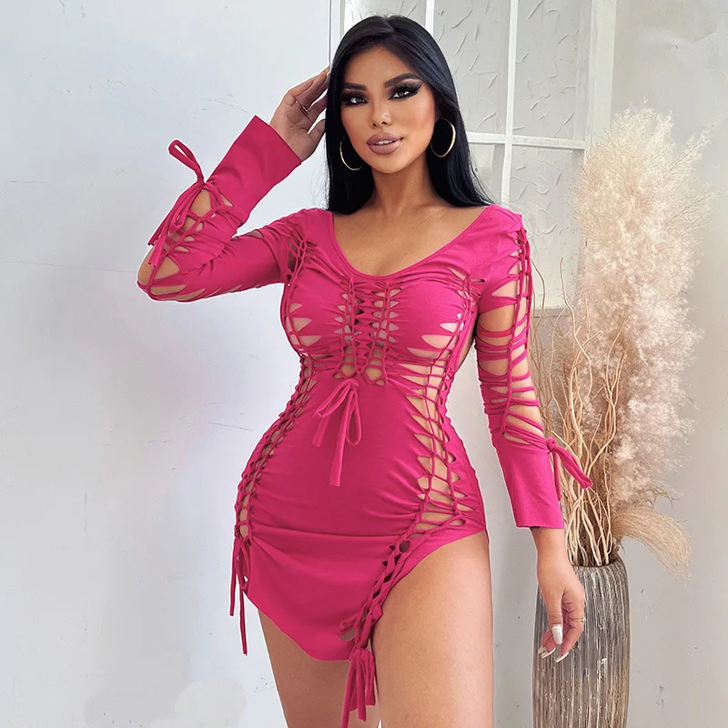 Sexy Cut Out Lace Up Dress for Women New Autumn V Neck Long Sleeve Bandage Slit Mini Skirts Bodycon Club Party Hot Girls Dresses
Sexy Cut Out Lace Up Dress for Women New Autumn V Neck Long Sleeve Bandage Slit Mini Skirts Bodycon Club Party Hot Girls Dresses