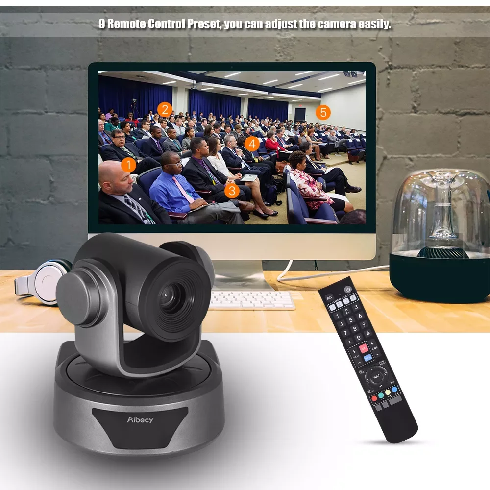 Aibecy HD Camera 1080P Auto Focus 12X Optical Zoom Max 255 Preset Video Conference Cam for Business Live Meeting Streaming
Aibecy HD Camera 1080P Auto Focus 12X Optical Zoom Max 255 Preset Video Conference Cam for Business Live Meeting Streaming