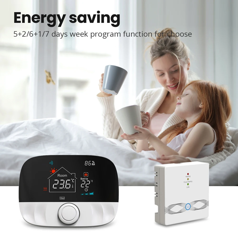 Tuya WiFi Warm Floor Thermostat RF433 Programmable Wireless Smart Thermostat APP Voice Control for Electrical and Gas/Oil System
Tuya WiFi Warm Floor Thermostat RF433 Programmable Wireless Smart Thermostat APP Voice Control for Electrical and Gas/Oil System
