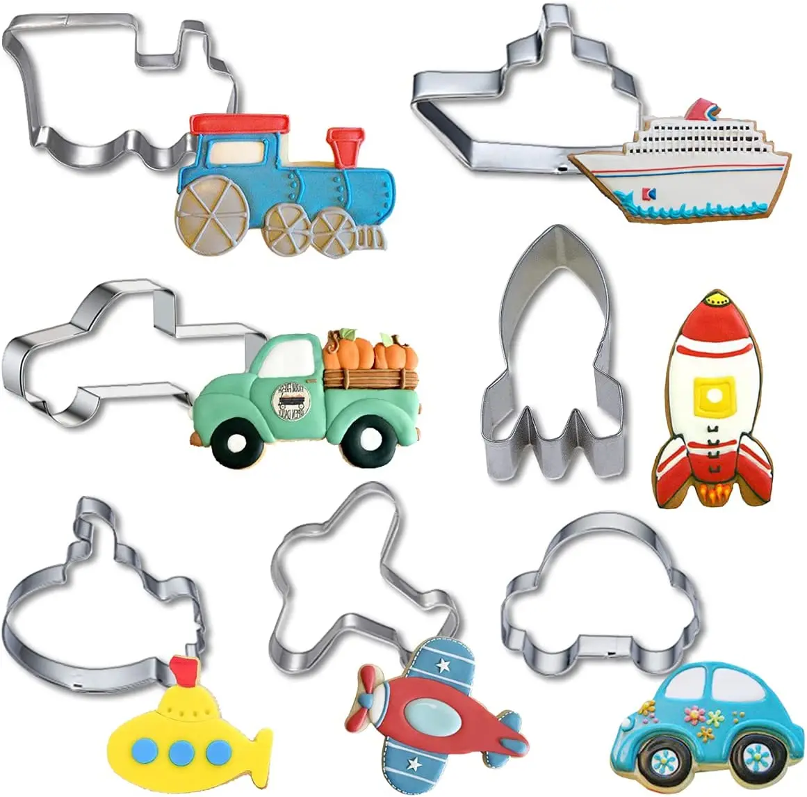 FANGLELAND Vehicle Themed Stainless Steel Cookie Mould Set Truck Plane Classic Car Rocket Shape DIY Baking Tool 7 Pieces
FANGLELAND Vehicle Themed Stainless Steel Cookie Mould Set Truck Plane Classic Car Rocket Shape DIY Baking Tool 7 Pieces