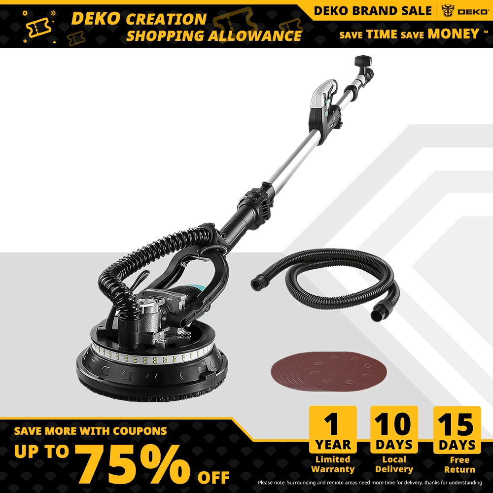 DEKO DKWP180CDG 750 Вт складной выдвижной шлифовальный станок для гипсокартона с наждачной бумагой, светодиодсветильник кой и пылезащитным мешком
DEKO DKWP180CDG 750 Вт складной выдвижной шлифовальный станок для гипсокартона с наждачной бумагой, светодиодсветильник кой и пылезащитным мешком