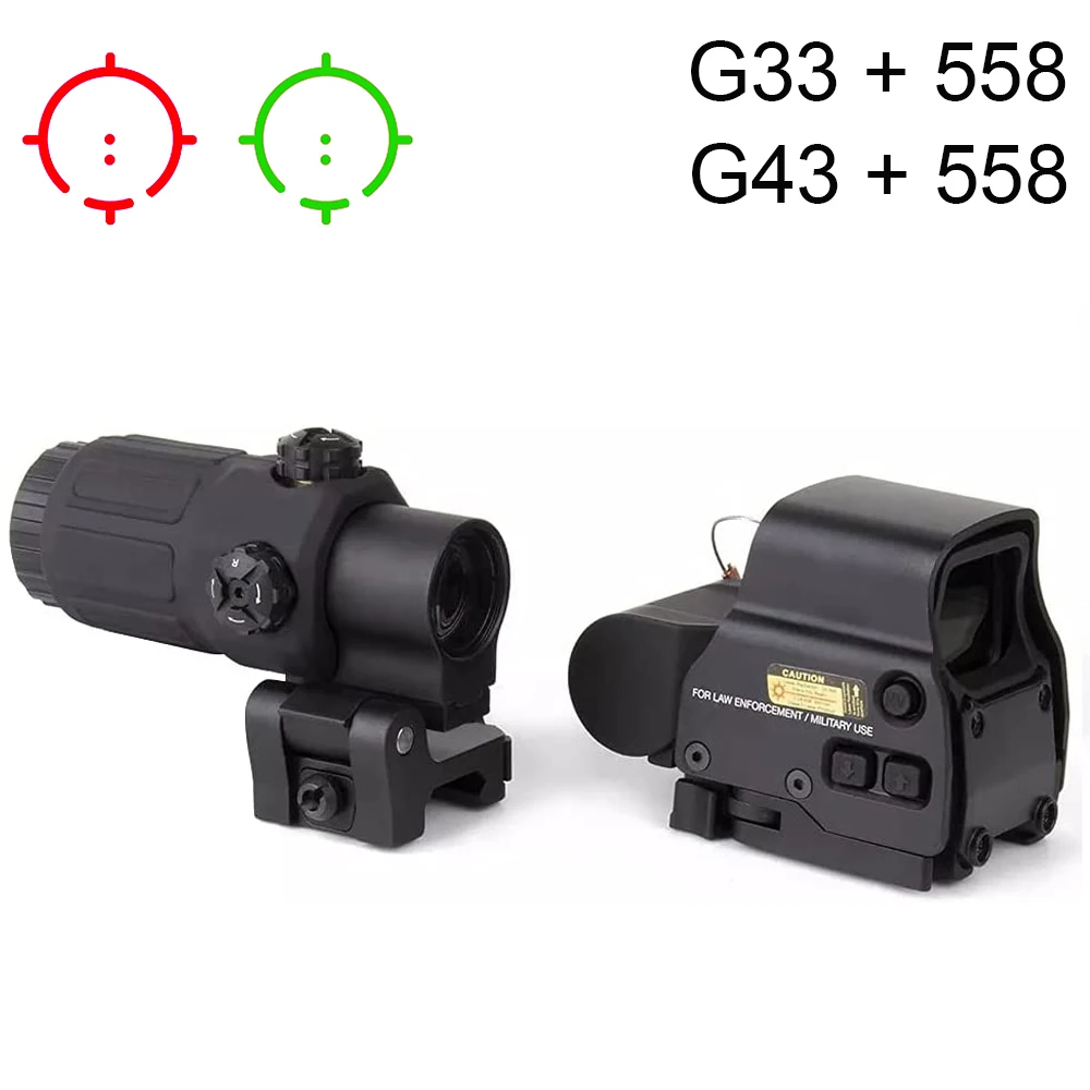 

558 G33 G43 Holographic Collimator Sight 552 Red Dot Optics Scope Reflex with 20mm Rail Mounts for Airsoft Sniper Rifle Hunting