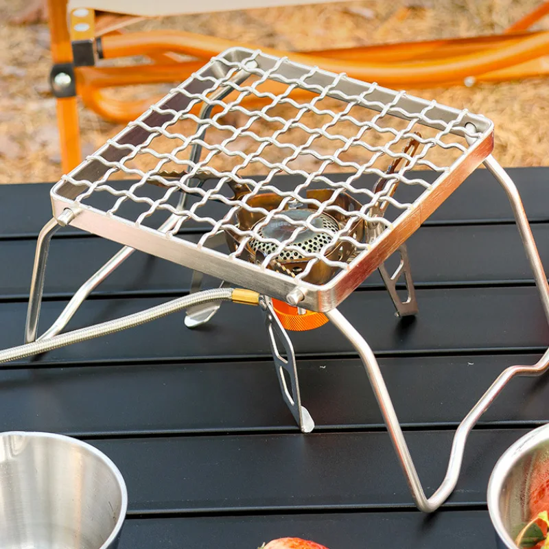 

Multifunction Folding Campfire Grill Stand Tourism Portable Camping Grill Grate Outdoor Cookware Bbq Rack Gas Wood Stove Bracket