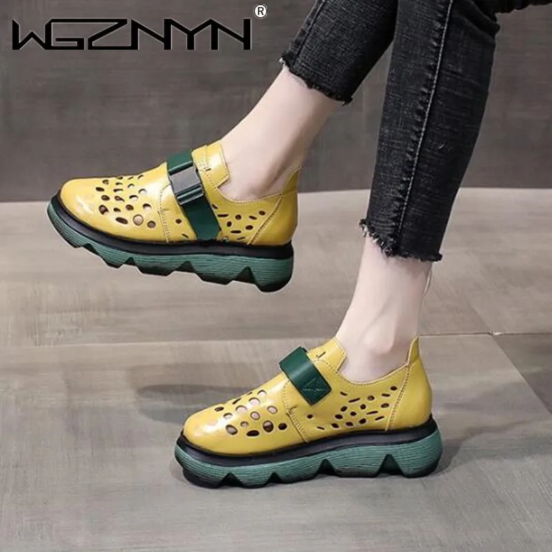Women Genuine PU Leather Hollow Sandals Round Toe Thick-soled Low-Top Mary Jane Hole Shoes Slope Heel Platform Women Shoes Trend
Women Genuine PU Leather Hollow Sandals Round Toe Thick-soled Low-Top Mary Jane Hole Shoes Slope Heel Platform Women Shoes Trend