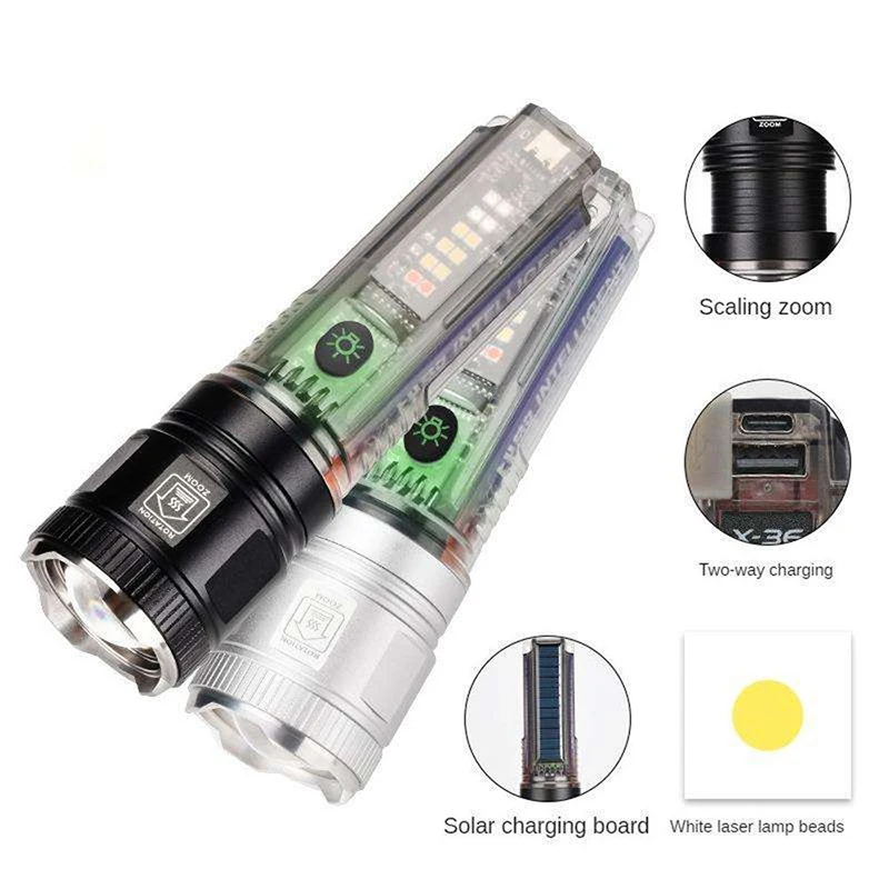 Multifunctional Edc Flashlight Strong Focused Long Range with Solar Rechargeable Uv Led Light Warning Flashlight for Camping
Multifunctional Edc Flashlight Strong Focused Long Range with Solar Rechargeable Uv Led Light Warning Flashlight for Camping