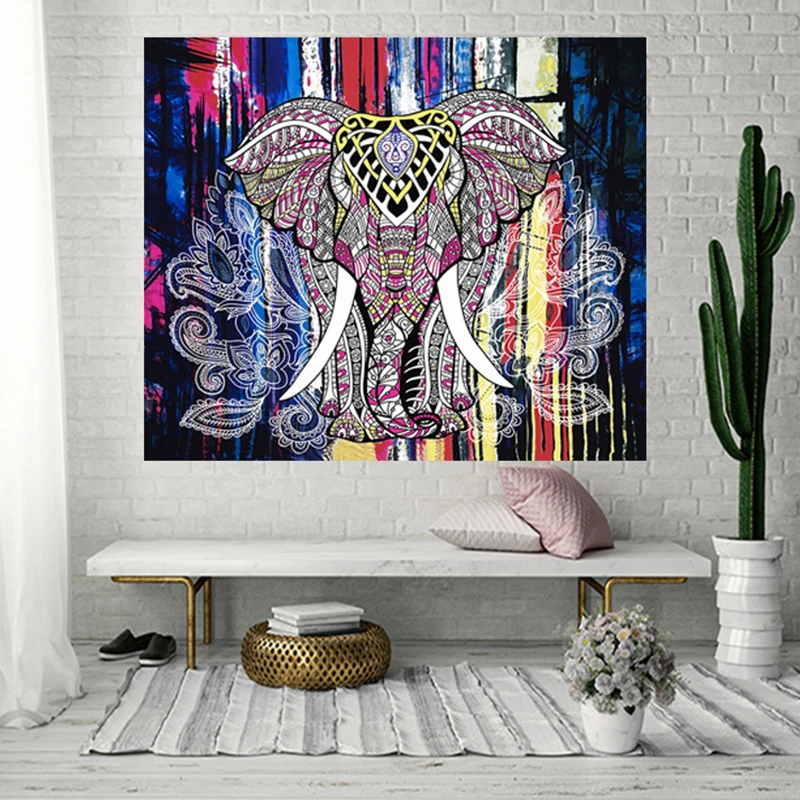 

Tapestry Custom Indian Elephant Series Background Cloth Mandala Ins Home Wall Decoration Living Room Bedroom Bedside Tapestries