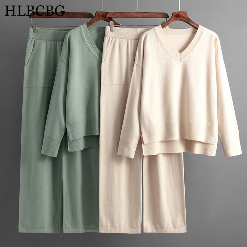 Women Loose Knited Sets V-Neck Pullover Sweater+Elastic High Waist Drawstring Wide-Leg Pants Autumn Winter Casual 2-piece Suits
Women Loose Knited Sets V-Neck Pullover Sweater+Elastic High Waist Drawstring Wide-Leg Pants Autumn Winter Casual 2-piece Suits