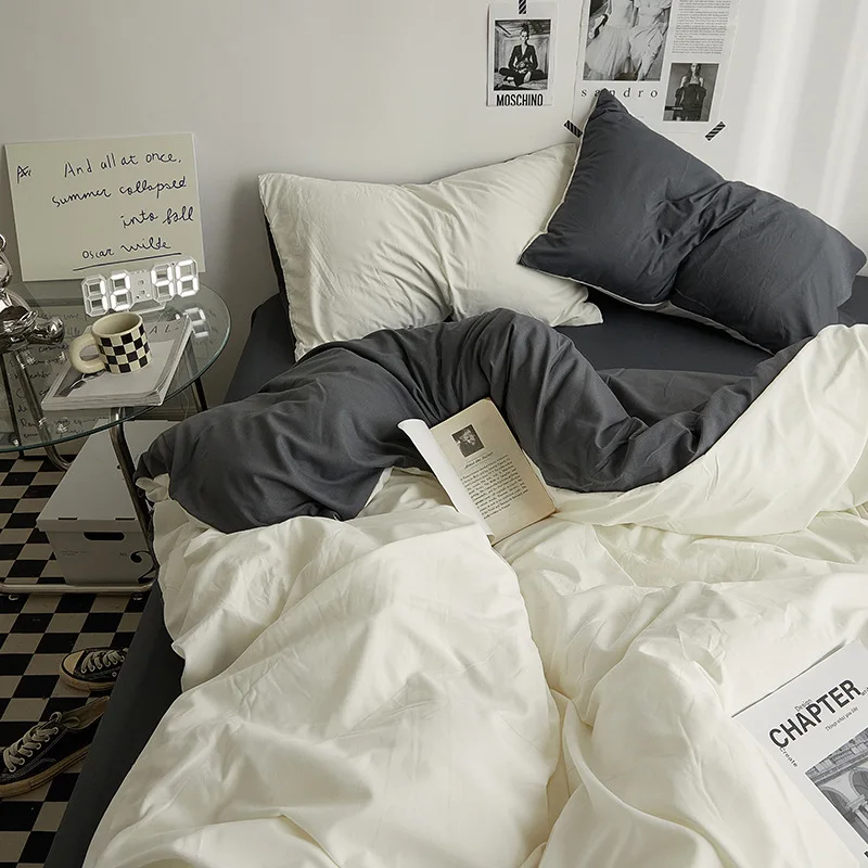 King Queen Bedding Set, 4 Pieces Bed Set Solid Color Duvet Cover Pillow Case Bed Sheet AB Side Quilt Cover Bedding Linens Set
King Queen Bedding Set, 4 Pieces Bed Set Solid Color Duvet Cover Pillow Case Bed Sheet AB Side Quilt Cover Bedding Linens Set