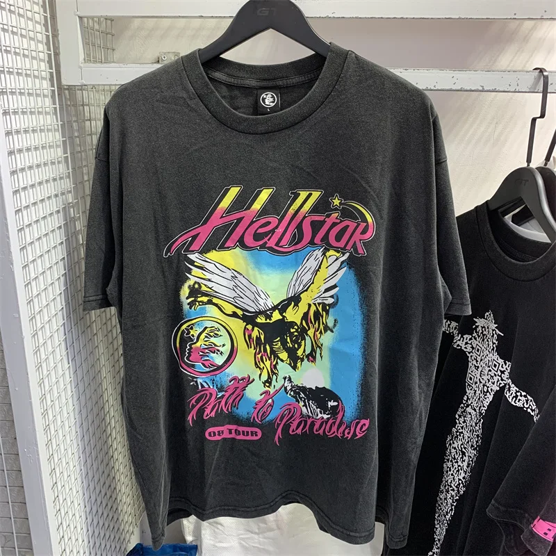 Hellstar 100% Cotton Short Sleeve Colorful Cave Letter Print High Street Vintage Wash Round Neck Large Top T-shirt
Hellstar 100% Cotton Short Sleeve Colorful Cave Letter Print High Street Vintage Wash Round Neck Large Top T-shirt