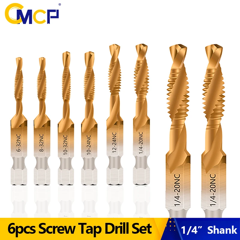CMCP Hex Shank HSS Screw Thread NC Standard Tap Drill Bit Screw Machine Compound 6-32 8-32 10-32 10-24 12-24 1/4-20NC Thread Tap
CMCP Hex Shank HSS Screw Thread NC Standard Tap Drill Bit Screw Machine Compound 6-32 8-32 10-32 10-24 12-24 1/4-20NC Thread Tap