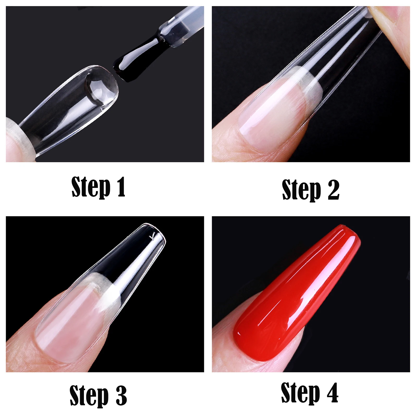 

360Pcs Set Fake Nail Tips Clear Gel Extension Long False Nails Fingernail Art Manicure Portable DIY Beauty Supplies