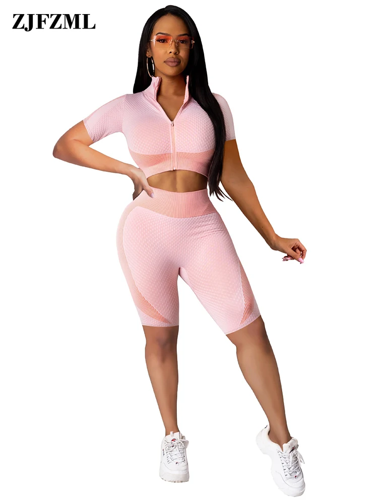 Active Wear Sport Yoga Sets for Women Summer Zipper Fornt Short Sleeve Crop Top and Elastic Hight Biker Short Pant Sweat Suits
Active Wear Sport Yoga Sets for Women Summer Zipper Fornt Short Sleeve Crop Top and Elastic Hight Biker Short Pant Sweat Suits