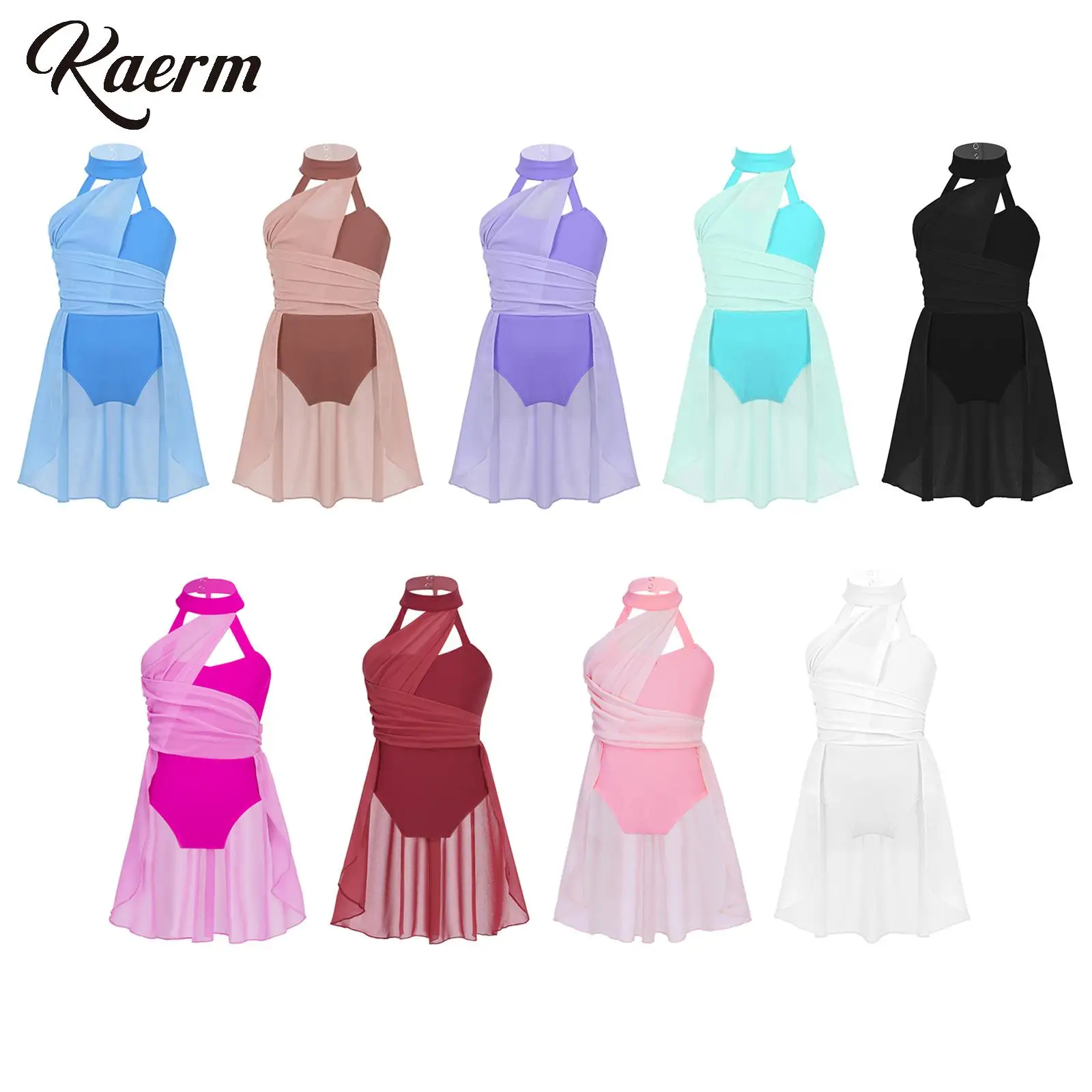 Solid Lyrical Dance Dress for Kids Girls Halter Cross Chiffon Ballet Leotard Overlay Maxi Skirts Ice Skater Modern Stage Costume
Solid Lyrical Dance Dress for Kids Girls Halter Cross Chiffon Ballet Leotard Overlay Maxi Skirts Ice Skater Modern Stage Costume