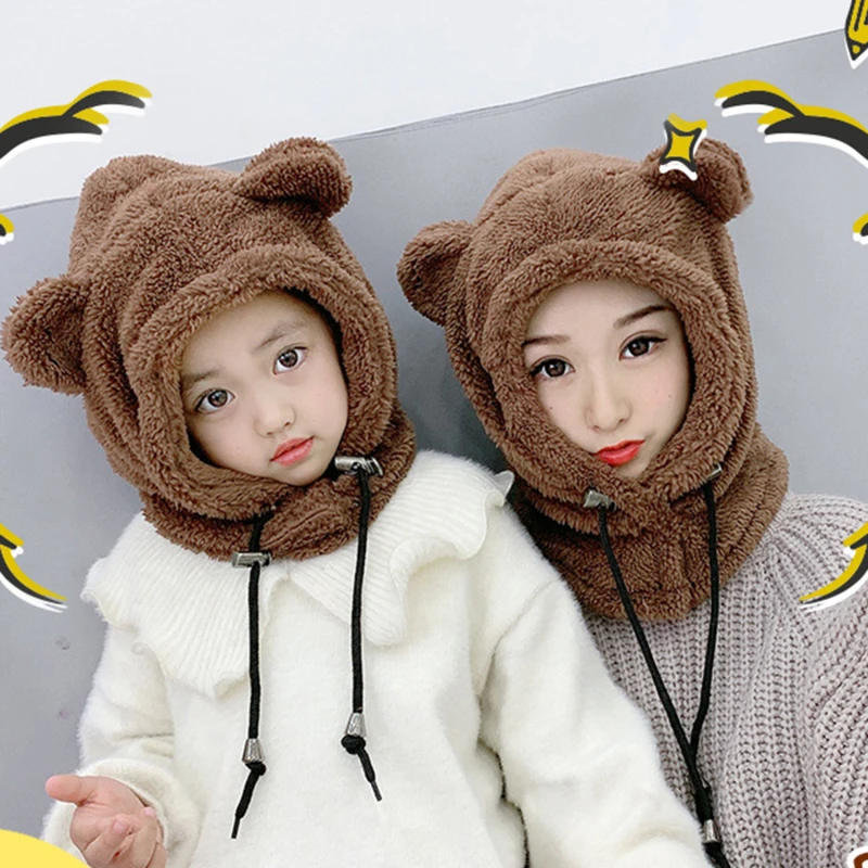 Winter Children Hat Scarf In One Fleece Kids Warm Caps Parent-Child Cartoon Windproof Hats For Girls Boys Earflap Cap
Winter Children Hat Scarf In One Fleece Kids Warm Caps Parent-Child Cartoon Windproof Hats For Girls Boys Earflap Cap