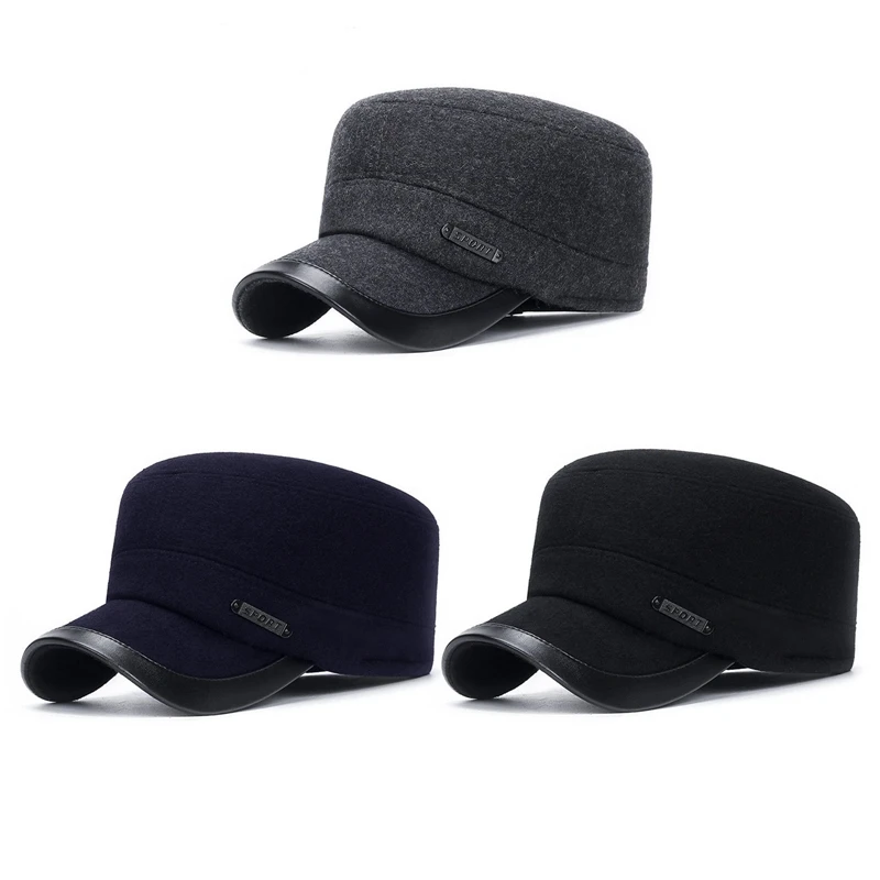 Earflap Military Hat for Men Vintage Flat Top Cap Thicken Woolen Winter Caps Male Cadet Army Hats Man Warm Caps Gorras
Earflap Military Hat for Men Vintage Flat Top Cap Thicken Woolen Winter Caps Male Cadet Army Hats Man Warm Caps Gorras