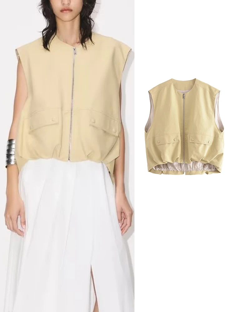 TRAF Cropped Vest for Women Sleeveless Jacket Woman Ruched Summer Casual Vest Women Streetwear Waistcoat Women's Vest
TRAF Cropped Vest for Women Sleeveless Jacket Woman Ruched Summer Casual Vest Women Streetwear Waistcoat Women's Vest