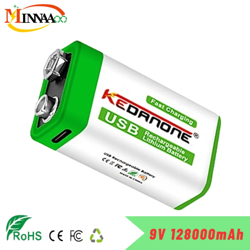 New 9V Rechargeable Battery 12800mAh 6F22 Micro USB 9v Li-ion Lithium Batteries for Multimeter Microphone Toy Remote Control KTV
New 9V Rechargeable Battery 12800mAh 6F22 Micro USB 9v Li-ion Lithium Batteries for Multimeter Microphone Toy Remote Control KTV