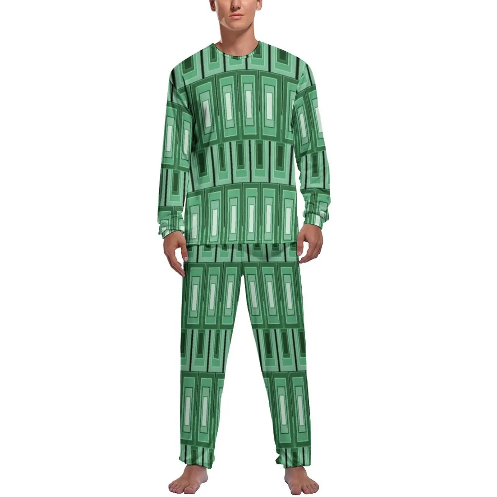 Mid-Century Panton Art Pajamas Man Green Rectangles Trendy Nightwear Spring Long Sleeve 2 Pieces Casual Custom Pajama Sets
Mid-Century Panton Art Pajamas Man Green Rectangles Trendy Nightwear Spring Long Sleeve 2 Pieces Casual Custom Pajama Sets