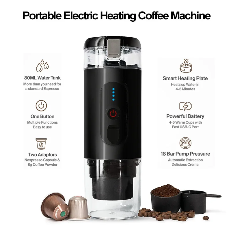 Electric Coffee Machine Portable Espresso Machine Outdoor Small Heated Espresso Coffee Machine Car Coffee Machine
Electric Coffee Machine Portable Espresso Machine Outdoor Small Heated Espresso Coffee Machine Car Coffee Machine