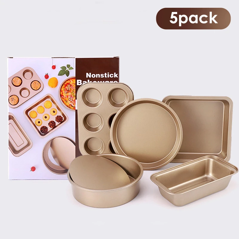 Nonstick Bakeware Set 5-Piece Set Includes Baking Sheet Cake Muffin and Loaf Pans Dishwasher Safe Rose Gold
Nonstick Bakeware Set 5-Piece Set Includes Baking Sheet Cake Muffin and Loaf Pans Dishwasher Safe Rose Gold