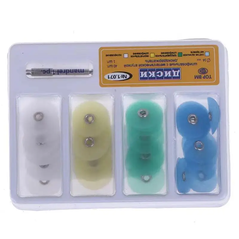 Dental Polishing Discs Set 40Pcs Disc+1 Pc Mandrel Resin Tooth Interdental Grinding Surface Polishing Strip Bend Machine
Dental Polishing Discs Set 40Pcs Disc+1 Pc Mandrel Resin Tooth Interdental Grinding Surface Polishing Strip Bend Machine