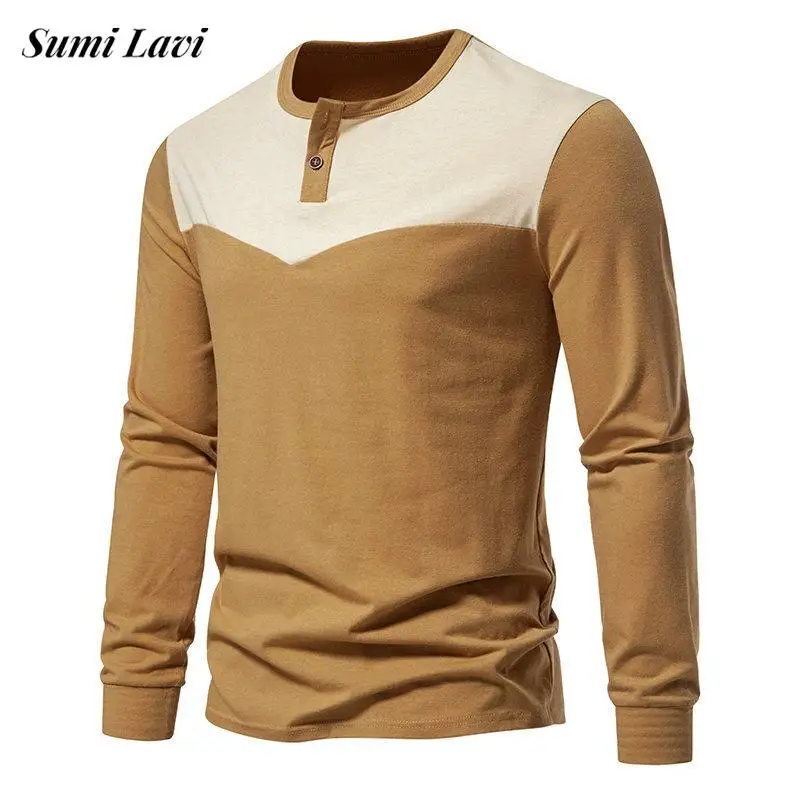 New Casual Mens Cotton T-shirts Spring Autumn Vintage Patchwork O Neck Pullover Tops Men Fashion Buttoned Henry T Shirt For Male
New Casual Mens Cotton T-shirts Spring Autumn Vintage Patchwork O Neck Pullover Tops Men Fashion Buttoned Henry T Shirt For Male