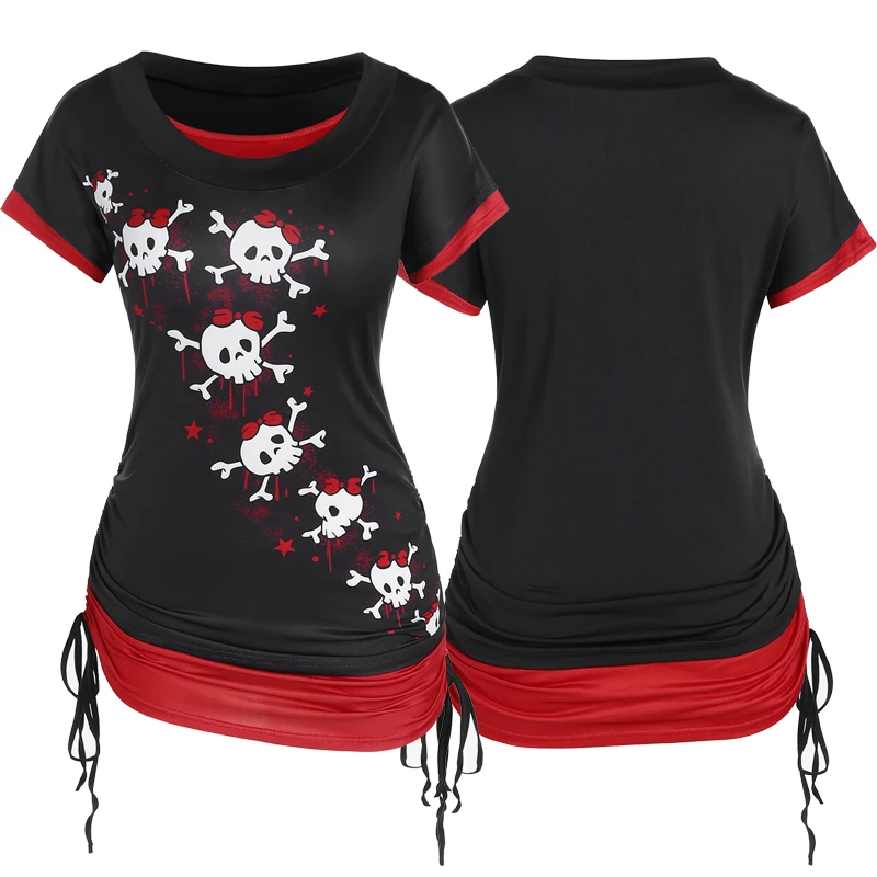 ROSEGAL Gothic Skull Print Cinched Twofer Tee Summer Women Scoop Neck Faux Twinset Top Streetwear Bowknot Blouses
ROSEGAL Gothic Skull Print Cinched Twofer Tee Summer Women Scoop Neck Faux Twinset Top Streetwear Bowknot Blouses