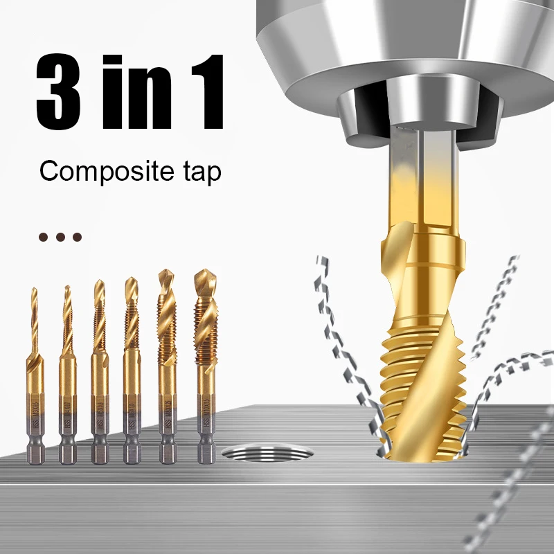 Screw Tap Hexagon Shank Three In One Composite Tap Drilling Tapping Deburring for Electric Drill Driver Woodworking Hand Tools
Screw Tap Hexagon Shank Three In One Composite Tap Drilling Tapping Deburring for Electric Drill Driver Woodworking Hand Tools