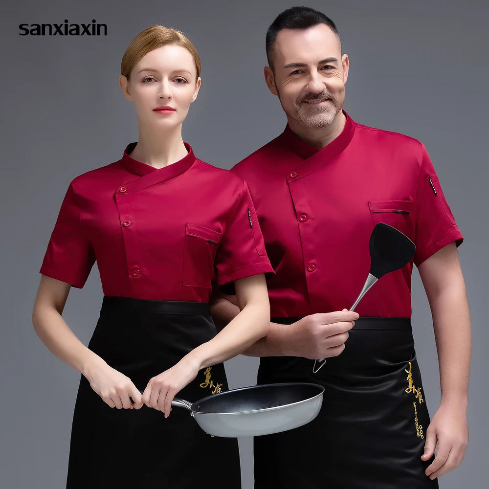 Red Chef Coat Short Sleeve Chef Jacket Hotel Chef Uniform Women Men Kitchen Restaurant Work Shirts Summer Cooking Tops Clothes
Red Chef Coat Short Sleeve Chef Jacket Hotel Chef Uniform Women Men Kitchen Restaurant Work Shirts Summer Cooking Tops Clothes