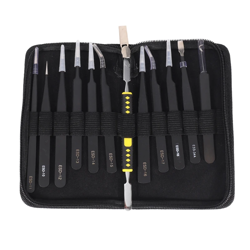 12 Pieces Tweezers Set, Anti-Static Tweezers Kit with 11 Precision Non-Magnetic Stainless Steel Tweezers,Crowbar
12 Pieces Tweezers Set, Anti-Static Tweezers Kit with 11 Precision Non-Magnetic Stainless Steel Tweezers,Crowbar