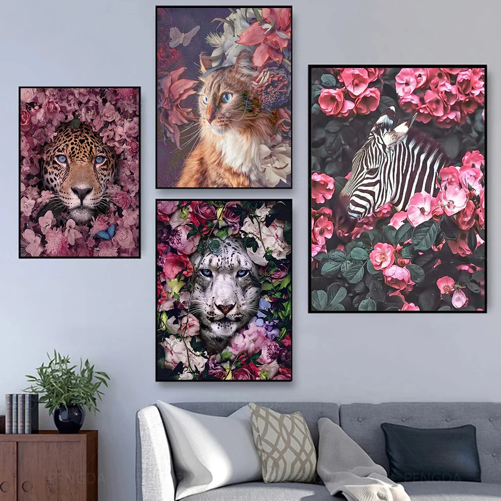 Abstract Leopard Cat Lion Zebra Flower Canvas Painting Wall Art Funny Animals Nordic Poster And Print For Living Room Home Decor
Abstract Leopard Cat Lion Zebra Flower Canvas Painting Wall Art Funny Animals Nordic Poster And Print For Living Room Home Decor