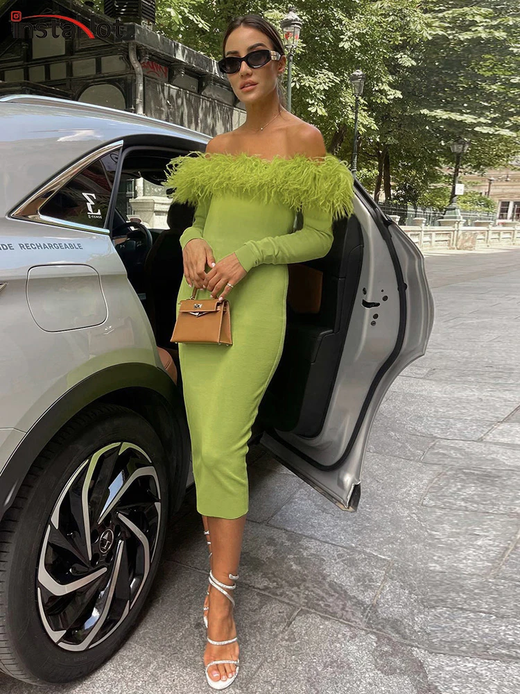InstaHot Furry One-Shoulder Knitting Midi Dress Women Long Sleeve Slim Bodycon Solid Party vening Gala Wedding Dresses Autumn
InstaHot Furry One-Shoulder Knitting Midi Dress Women Long Sleeve Slim Bodycon Solid Party vening Gala Wedding Dresses Autumn