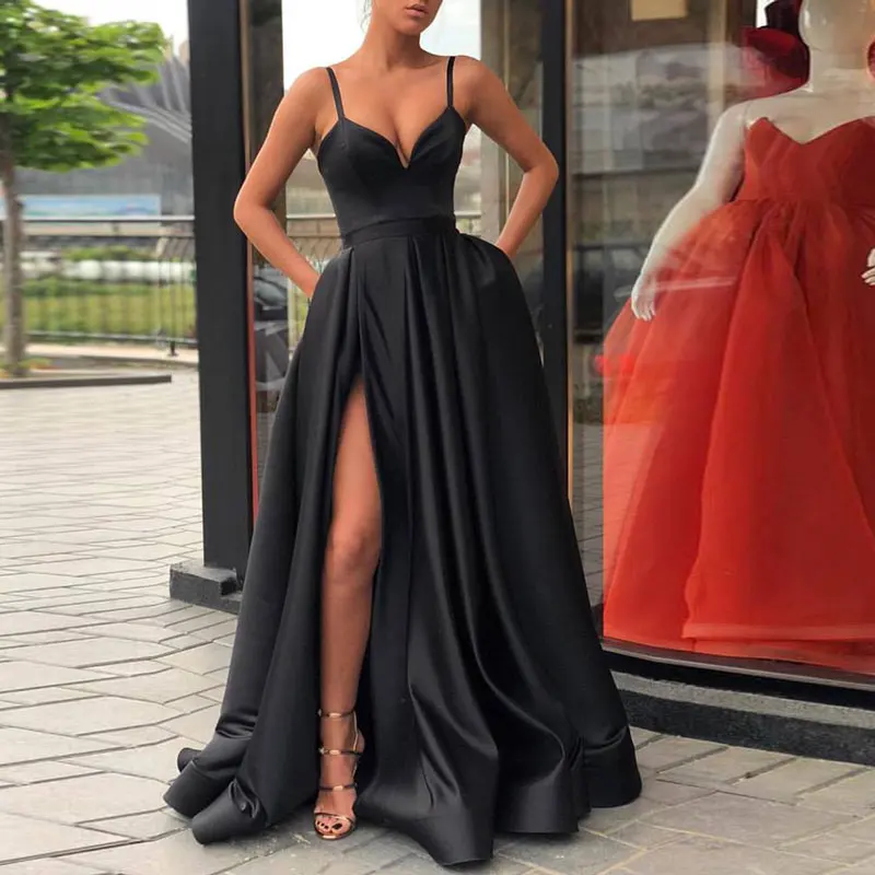 Sexy Sleeveless Satin Royal Blue Spaghetti Straps Dresses for Women 2022 Summer Side Slit A-A Line Evening Dress with High Sl
Sexy Sleeveless Satin Royal Blue Spaghetti Straps Dresses for Women 2022 Summer Side Slit A-A Line Evening Dress with High Sl