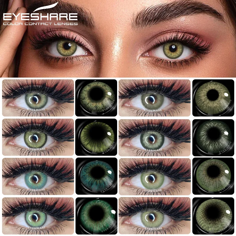 

1 пара цветных контактных линз EYESHARE для глаз, косметические цветные линзы, контактные линзы зеленого цвета, цветные линзы для глаз на год, красота глаз