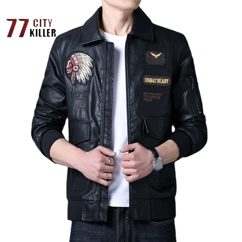 Motorcycle PU Leahter Jacket Men Indian Chief Embroidery Leather Jacket Male Lapel Casual Windbreaker Ropa De Hombre Slim Coat
Motorcycle PU Leahter Jacket Men Indian Chief Embroidery Leather Jacket Male Lapel Casual Windbreaker Ropa De Hombre Slim Coat