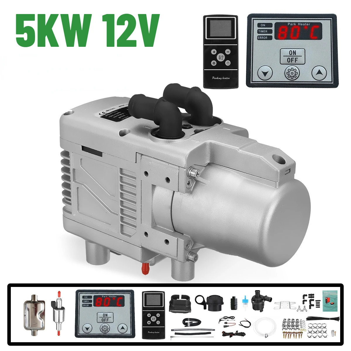 5KW 12V Air Heater Kit Diesel Diesel Gasoline Dual Mode Universal Water Heater With Remote Control LCD Monitor for Motor Trucks
5KW 12V Air Heater Kit Diesel Diesel Gasoline Dual Mode Universal Water Heater With Remote Control LCD Monitor for Motor Trucks