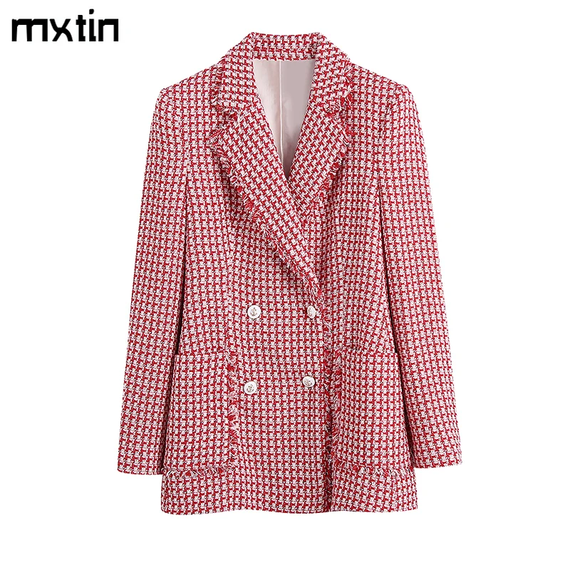 2022 Women Spring Fashion Double Breasted Tweed Blazers Coat Vintage Lapel Collar Pockets Office Lady Female Outerwear Blaser
2022 Women Spring Fashion Double Breasted Tweed Blazers Coat Vintage Lapel Collar Pockets Office Lady Female Outerwear Blaser