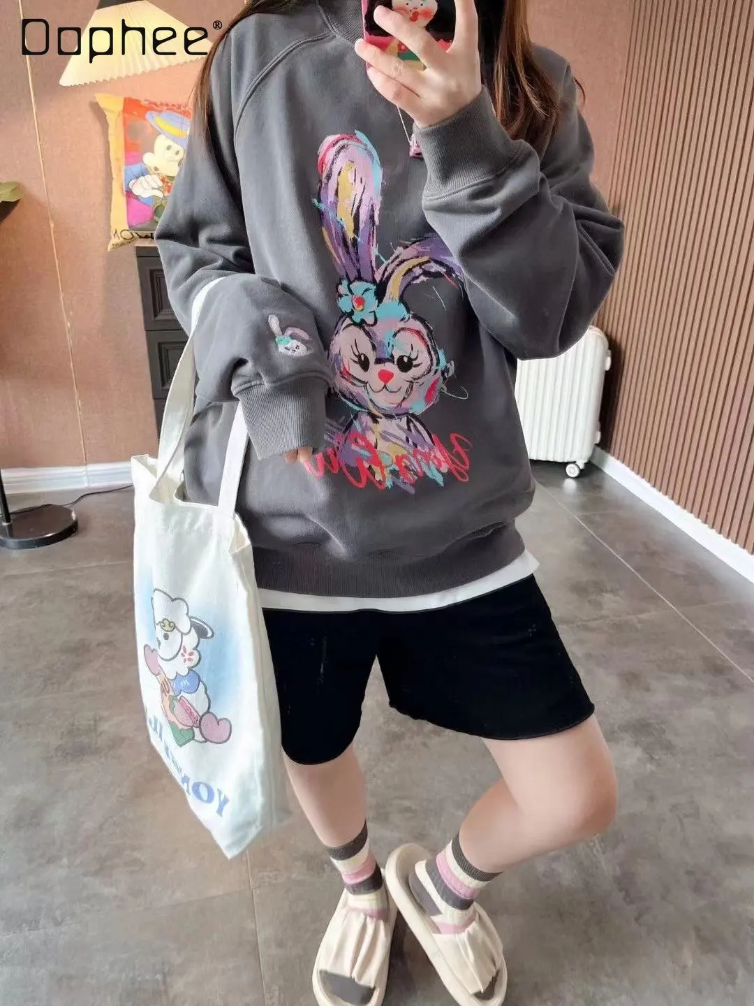 Autumn and Winter Fashion Cartoon Pattern Hoodies Women's Korean-Style Loose Half Turtleneck Long Sleeve Pullover Sweatshirts
Autumn and Winter Fashion Cartoon Pattern Hoodies Women's Korean-Style Loose Half Turtleneck Long Sleeve Pullover Sweatshirts