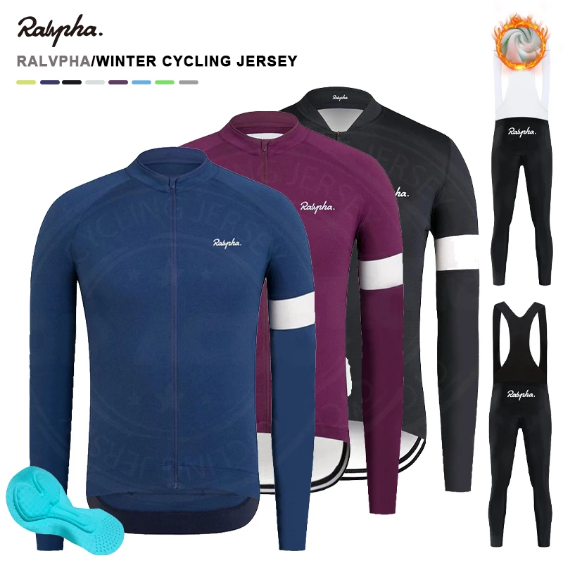 

New 2023 Rapha Men's Long Sleeve Winter Warm Fleece Cycling clothing Winter Shirt Set Road Bike Uniform Mountain Bike Suspender
