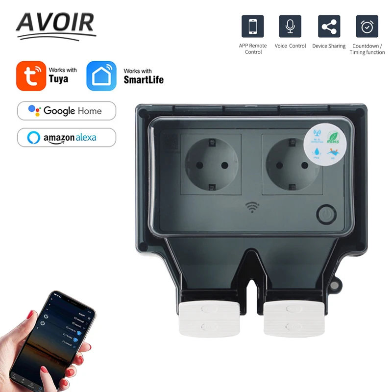 Avoir Tuya Smart IP66 Waterproof Socket EU Standard Plug Wifi Connected Electrical Socket With Timer 220V Outdoor Power Outlets
Avoir Tuya Smart IP66 Waterproof Socket EU Standard Plug Wifi Connected Electrical Socket With Timer 220V Outdoor Power Outlets
