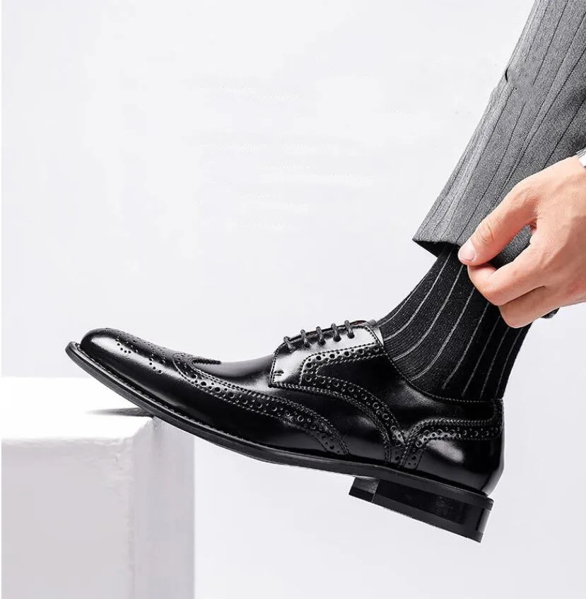 Luxury Mens Business Genuine Leather Shoes Fashion Wedding Oxfords Lace-up Pointed Toe Black brown Brogues Dress Shoes
Luxury Mens Business Genuine Leather Shoes Fashion Wedding Oxfords Lace-up Pointed Toe Black brown Brogues Dress Shoes